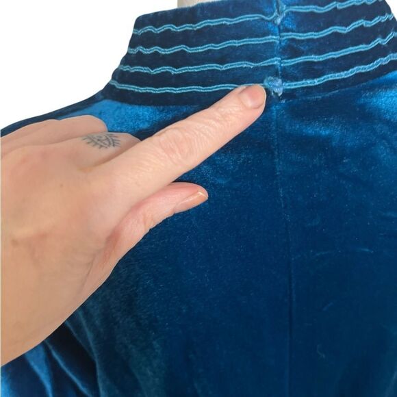 Vintage 70's Tom Bezduda For Barad & Co. Night Gown/Kaftan Large Blue Velour - Picture 4 of 12